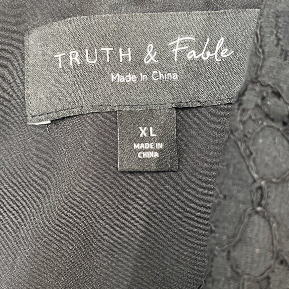 Truth & Fable Dress Womens XL Black Sheer Lace Bodice Chiffon Maxi Crochet Event - Picture 9 of 11